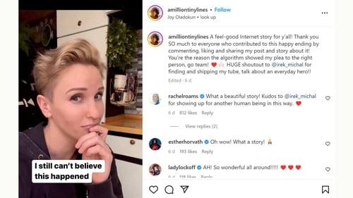 A screengrab of the Instagram post shared by Alyse Dietel. (Instagram/@amilliontinylines)