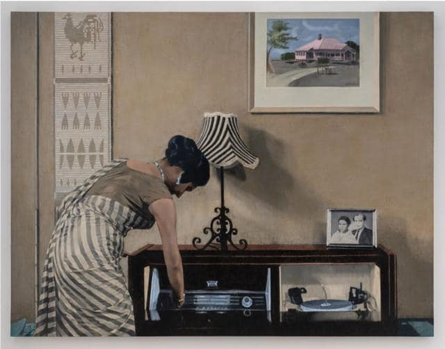 Karuna, 2020-2022; (Madhabi Mukherjee as Karuna in Kapurush, 1965; Director Satyajit Ray) (From the show Dr Banerjee in Dr Kulkarni’s Nursing Home & Other Paintings 2020-2022 by Atul Dodiya) Karuna, 2020-2022; (Madhabi Mukherjee as Karuna in Kapurush, 1965; Director Satyajit Ray) (From the show Dr Banerjee in Dr Kulkarni’s Nursing Home & Other Paintings 2020-2022 by Atul Dodiya)