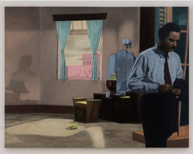 Suresh Sinha in a pensive mood, 2020-2022; (Guru Dutt as Suresh Sinha in Kagaz ke Phool, 1959; Director Guru Dutt) (From the show Dr Banerjee in Dr Kulkarni’s Nursing Home & Other Paintings 2020-2022 by Atul Dodiya) Suresh Sinha in a pensive mood, 2020-2022; (Guru Dutt as Suresh Sinha in Kagaz ke Phool, 1959; Director Guru Dutt) (From the show Dr Banerjee in Dr Kulkarni’s Nursing Home & Other Paintings 2020-2022 by Atul Dodiya)