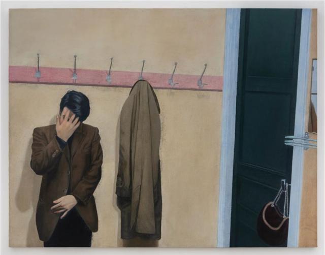 Paul in the bathroom, 2020-2022; (Jean-Pierre Léaud as Paul in Mascullin Féminin, 1966; Director Jean-Luc Godard) (From the show Dr Banerjee in Dr Kulkarni’s Nursing Home & Other Paintings 2020-2022 by Atul Dodiya) Paul in the bathroom, 2020-2022; (Jean-Pierre Léaud as Paul in Mascullin Féminin, 1966; Director Jean-Luc Godard) (From the show Dr Banerjee in Dr Kulkarni’s Nursing Home & Other Paintings 2020-2022 by Atul Dodiya)