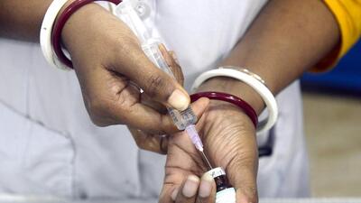A health worker fills a syringe with measles and rubella (MR) vaccine. (ANI) A health worker fills a syringe with measles and rubella (MR) vaccine. (ANI)