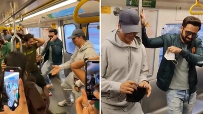 Akshay Kumar and Emraan Hashmi inside Mumbai Metro. Akshay Kumar and Emraan Hashmi inside Mumbai Metro.