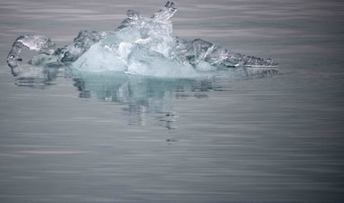 An ice block drifts after breaking away from the Nordenskiold glacier in Svalbard in 2021, Half of the Earth's glaciers, especially the smallest ones, are doomed to disappear because of climate change by the end of the century, a new study revealed in January, 2023, but limiting global warming to a minimum could still save the others. (AFP)