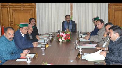 Himachal Pradesh chief minister Sukhvinder Singh Sukhu presiding over the cabinet meeting in Shimla on Thursday. (HT Photo) Himachal Pradesh chief minister Sukhvinder Singh Sukhu presiding over the cabinet meeting in Shimla on Thursday. (HT Photo)