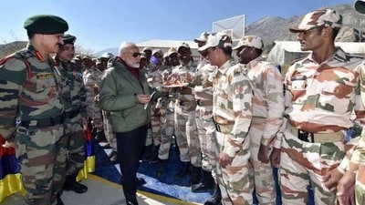 File photo of Prime Minister Narendra Modi with ITBP and Army jawans on Diwali Day in Kinnaur, Himachal Pradesh. File photo of Prime Minister Narendra Modi with ITBP and Army jawans on Diwali Day in Kinnaur, Himachal Pradesh.