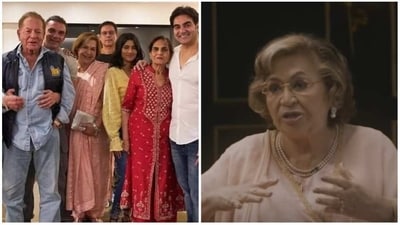 Salim Khan and Helen with his family. Salim Khan and Helen with his family.