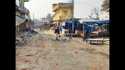 Security personnel at Panki in Jharkhand’s Palamu district on Thursday. (PTI)