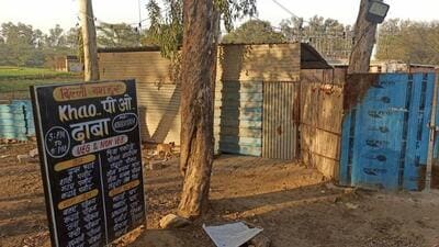 The roadside eatery in Mitraon village, where the body of Nikki Yadav, 22, was found in a refrigerator. (HT Photo) The roadside eatery in Mitraon village, where the body of Nikki Yadav, 22, was found in a refrigerator. (HT Photo)