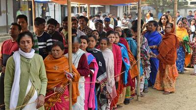 Voters stand in queues to cast their vote for the Tripura Assembly elections, on Thursday. (Election Commission of India #S) Voters stand in queues to cast their vote for the Tripura Assembly elections, on Thursday. (Election Commission of India #S)