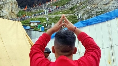 Amarnath Temple, Jammu and Kashmir: The Amarnath Temple is located in Anantnag district of Jammu and Kashmir. It is dedicated to an ice lingam (a natural formation that resembles a lingam). This shrine is a cave situated at an altitude of 3,888 m (12,756 ft). It is believed to be one of the most sacred Shiva temples in India and attracts a large number of devotees during the annual Amarnath Yatra. (ANI) Amarnath Temple, Jammu and Kashmir: The Amarnath Temple is located in Anantnag district of Jammu and Kashmir. It is dedicated to an ice lingam (a natural formation that resembles a lingam). This shrine is a cave situated at an altitude of 3,888 m (12,756 ft). It is believed to be one of the most sacred Shiva temples in India and attracts a large number of devotees during the annual Amarnath Yatra. (ANI)