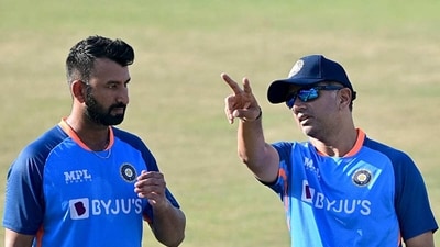 Cheteshwar Pujara fittingly followed Rahul Dravid as India's Test No. 3 batter. (Getty) Cheteshwar Pujara fittingly followed Rahul Dravid as India's Test No. 3 batter. (Getty)