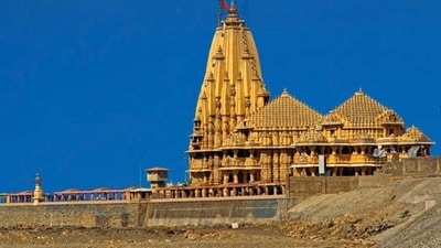 Somnath Temple, Gujarat: It is the first among the twelve Aadi Jyotirlings of India. Situated in Gujarat, the temple has a rich history and is believed to have been destroyed and rebuilt several times over the centuries. (HT Photo) Somnath Temple, Gujarat: It is the first among the twelve Aadi Jyotirlings of India. Situated in Gujarat, the temple has a rich history and is believed to have been destroyed and rebuilt several times over the centuries. (HT Photo)