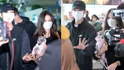 Song Joong Ki with wife Katy Louise Saunders at Incheon airport in Seoul. (Osen/ Newsen) (Osen/ Newsen) Song Joong Ki with wife Katy Louise Saunders at Incheon airport in Seoul. (Osen/ Newsen) (Osen/ Newsen)