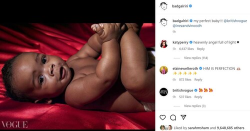 Rihanna also shared a photo of her 'perfect baby'. Rihanna also shared a photo of her 'perfect baby'.