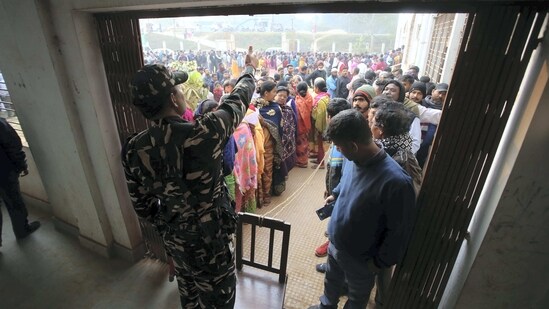 Voting is underway for the 60-member Assembly in Tripura amid tight security, said Chief Electoral Officer (CEO) Gitte Kirankumar Dinakarrao on Thursday. A total of 51.35 percent voters exercised their franchise till 1 pm.&nbsp;(PTI)