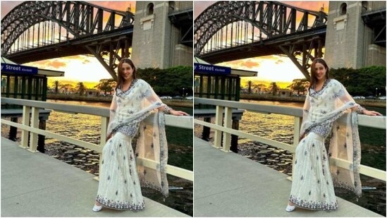 In white pumps, and minimal silver danglers, Sara accessorised her look for the day.&nbsp;(Instagram/@saraalikhan95)
