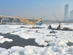Yamuna’s water quality deteriorates after it enters the Capital, an official report said. (Sunil Ghosh/HT PHOTO) Yamuna’s water quality deteriorates after it enters the Capital, an official report said. (Sunil Ghosh/HT PHOTO)