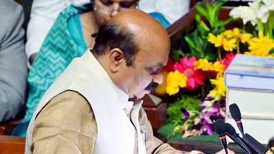 Karnataka CM Bommai, while presenting the state budget for 2023-24, also said a grant of ₹5 crore will be provided to develop the Mudhol Hound Dog Breed . (ANI Photo) Karnataka CM Bommai, while presenting the state budget for 2023-24, also said a grant of ₹5 crore will be provided to develop the Mudhol Hound Dog Breed . (ANI Photo)
