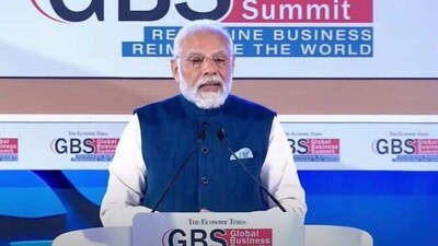 Prime Minister Narendra Modi speaking at ET Global Business Summit 2023.