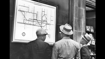 Passengers study Harry Beck’s Underground map in 1948. (Chris Ware/Keystone Features/Hulton Archive/Getty Images) Passengers study Harry Beck’s Underground map in 1948. (Chris Ware/Keystone Features/Hulton Archive/Getty Images)