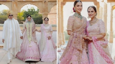 Kiara Advani with her parents at her wedding. Kiara Advani with her parents at her wedding.