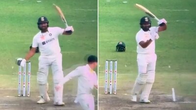 Rohit Sharma was clearly miffed there (Screengrab) Rohit Sharma was clearly miffed there (Screengrab)