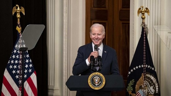 Biden, the oldest person ever to be US president, spent the morning completing a series of tests that he began last year at Walter Reed National Military Medical Center. (Bloomberg)