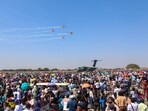 People gathered to watch the air show at the Yalahanka air base and were enchanted by the show. (PTI Photo/Shailendra Bhojak) People gathered to watch the air show at the Yalahanka air base and were enchanted by the show. (PTI Photo/Shailendra Bhojak)