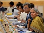 Union finance minister Nirmala Sitharaman with Department of Revenue secretary Sanjay Malhotra during the 49th GST Council meeting, in Delhi, Saturday. Union finance minister Nirmala Sitharaman with Department of Revenue secretary Sanjay Malhotra during the 49th GST Council meeting, in Delhi, Saturday.