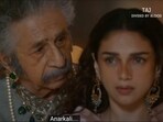 Naseeruddin Shah plays Akbar, while Aditi Rao Hydari plays Anarkali in Zee5's upcoming series Taj - Divided by Blood. Naseeruddin Shah plays Akbar, while Aditi Rao Hydari plays Anarkali in Zee5's upcoming series Taj - Divided by Blood.