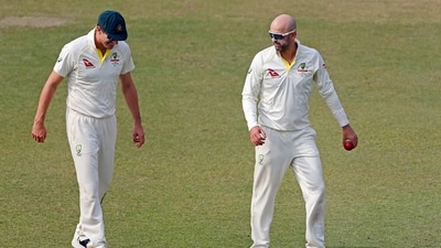 Australia's skipper Pat Cummins with teammate Nathan Lyon during the second day of the second test match against India, at Arun Jaitley Stadium, in New Delhi on Saturday. (ANI) Australia's skipper Pat Cummins with teammate Nathan Lyon during the second day of the second test match against India, at Arun Jaitley Stadium, in New Delhi on Saturday. (ANI)