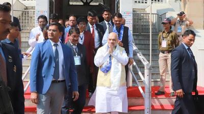 Amit Shah paid a visit to the historic Baba Saheb Ambedkar’s Deeksha bhoomi on Saturday (Twitter/@AmitShah) Amit Shah paid a visit to the historic Baba Saheb Ambedkar’s Deeksha bhoomi on Saturday (Twitter/@AmitShah)