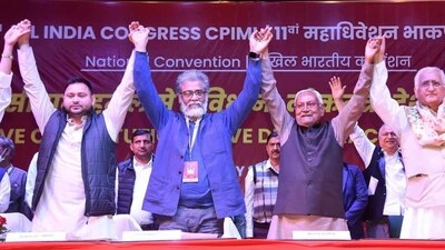 Bihar CM Nitish Kumar at the CPI-ML convention in Patna on Saturday. (Santosh Kumar) Bihar CM Nitish Kumar at the CPI-ML convention in Patna on Saturday. (Santosh Kumar)