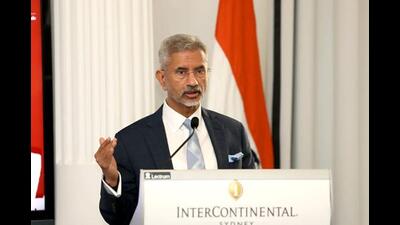 External Affairs Minister S Jaishankar speaks during Business breakfast, in Sydney on Saturday. (ANI Photo) (ANI Photo)