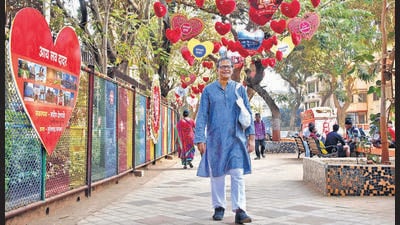 Mumbai, India - February 17, 2023: Indian English poet, novelist and story writer Jerry Pinto walks in and around Shivaji Park Ground, Dadar, in Mumbai, India, on Friday, February 17, 2023. (Photo by Bhushan Koyande/HT Photo) (HT PHOTO)