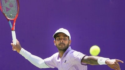 India's Sumit Nagal returns to USA's Nicolas Moreno De Alboran during their men's singles semifinals match at the Chennai Open 2023 (PTI) India's Sumit Nagal returns to USA's Nicolas Moreno De Alboran during their men's singles semifinals match at the Chennai Open 2023 (PTI)