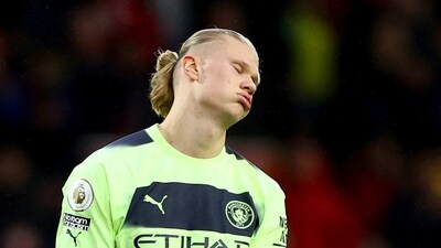 Manchester City's Erling Braut Haaland looks dejected after the match (REUTERS)