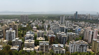 An aerial view of housing and real estate, in Navi Mumbai, Friday. (Bachchan Kumar/HT PHOTO)