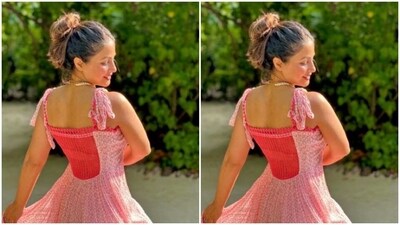 “This dress is taking me from my morning coffee to the beach,” Hina captioned her pictures. (Instagram/@realhinakhan) “This dress is taking me from my morning coffee to the beach,” Hina captioned her pictures. (Instagram/@realhinakhan)