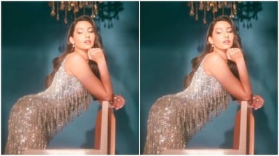 In sleek silver earrings and diamond finger rings from the house of Popley Eternal and classic silver sequined stilettos, Nora further accessorised her look for the day. (Instagram/@norafatehi) In sleek silver earrings and diamond finger rings from the house of Popley Eternal and classic silver sequined stilettos, Nora further accessorised her look for the day. (Instagram/@norafatehi)