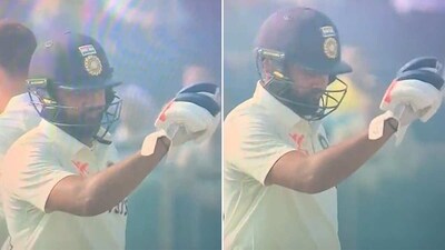Rohit Sharma liked that six from KL Rahul (Screengrab) Rohit Sharma liked that six from KL Rahul (Screengrab)