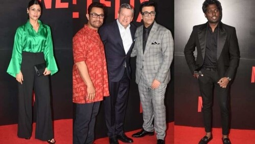 Konkona Sen Sharma, Aamir Khan, Karan Johar and Atlee at the event. Konkona Sen Sharma, Aamir Khan, Karan Johar and Atlee at the event.