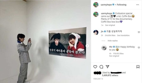 Jin posted a comment on J-Hope's week-old post.