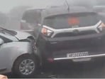 Several cars collided one after the other on the Delhi-Meerut Expressway due to dense fog on Sunday morning.