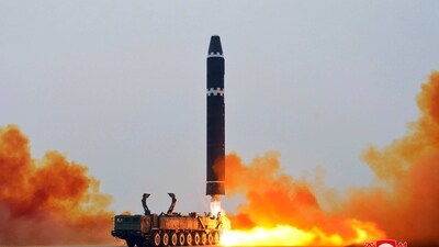 This photo provided by the North Korean government, shows what it says a test launch of a Hwasong-15 intercontinental ballistic missile at Pyongyang International Airport in Pyongyang, North Korea Saturday, (AP) This photo provided by the North Korean government, shows what it says a test launch of a Hwasong-15 intercontinental ballistic missile at Pyongyang International Airport in Pyongyang, North Korea Saturday, (AP)