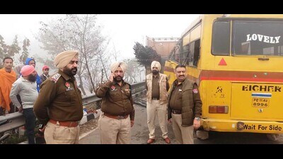 Factory staff bus crashes into stationary truck, two die (HT Photo) Factory staff bus crashes into stationary truck, two die (HT Photo)
