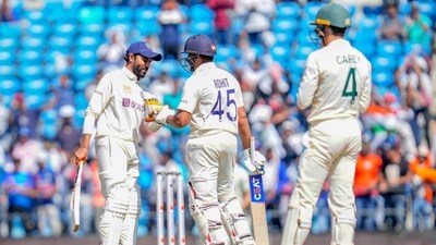 Ravindra Jadeja, left, greets India's captain Rohit Sharma during a Test match (AP) Ravindra Jadeja, left, greets India's captain Rohit Sharma during a Test match (AP)