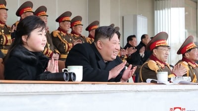 Kim Jong Un Daughter: North Korean leader Kim Jong Un and his daughter watching a sports event. (AFP)