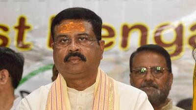 Union education minister Dharmendra Pradhan in Kolkata on Saturday. (PTI) Union education minister Dharmendra Pradhan in Kolkata on Saturday. (PTI)