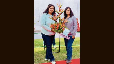 Vandana and Sangeeta Saini in a jubilant mood after major wins at the Rose Festival (HT Photo)
